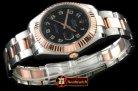 R2DJ0188K - SS/RG Oyster Fluted Black Num Asian Eta 2836-2