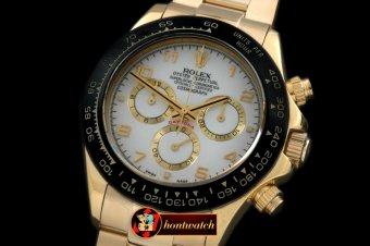 Replica Rolex Daytona 116528 YG/YG White Num A-7750 Sec@6