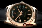 Replica Rolex DayDate Fluted Black Diam RG/LE Asian 2813