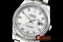 Rolex Datejust II DJ2 41mm Oys Flt SS/SS Silv Wht Diams Noob A32