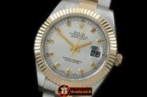 R2DJ0191C - SS/YG Oyster Fluted White Diam Asian Eta 2836-2