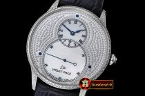 JAQUET DROZ Grande Secs Diams SS/LE White MOP ST 8003