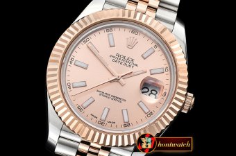 Rolex Datejust II 41mm Jub Flt RG/SS Rose Gold Stick BP Swiss 28