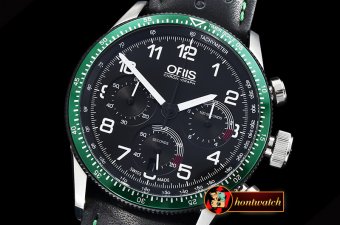 Oris Calobra Chronograph Ltd Ed Green SS/LE Blk Jap Qtz