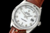 Replica Rolex DayDate Fluted White Diam SS/LE Asian Eta 2836