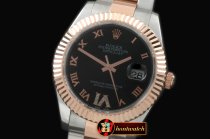 Best Replica Rolex Datejust II SS/RG Oyster Fluted Black Roman A