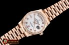 Rolex Daydate 36mm Flt RG/RG Wrap Wht MOP Diam BP Swiss 2836