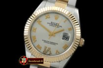 R2DJ0189A - SS/YG Oyster Fluted White Roman Asian Eta 2836-2