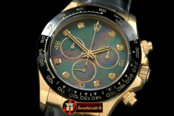 Replica Rolex Daytona 116528 YG/LE M-Green Diam A-7750 Sec@6