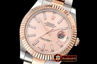 Rolex DJ2 41mm Oyst Flt RG/SS Rose Gold Stk BP A3136 Mod