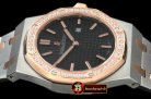 AP0305B - Royal Oak Ladies SS/RG Black S-Qtz