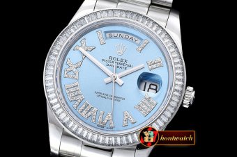 Replica Rolex Daydate 41mm SS/SS Pres Blue Roman Asia 3255