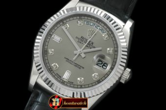 Replica Rolex DayDate Fluted Grey Diam SS/LE Asian 2813