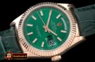 Replica Rolex DayDate Fluted Green RG/LE Asian 2836
