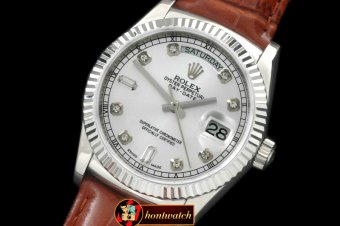 Replica Rolex DayDate Fluted Silver Diam SS/LE Asian Eta 2836