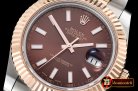 Rolex DJ2 41mm Oyst Flt RG/SS Brown Stk BP A3136 Mod