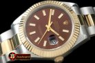 R2DJ0187J - SS/YG Oyster Fluted Brown Sticks Asian Eta 2836-2