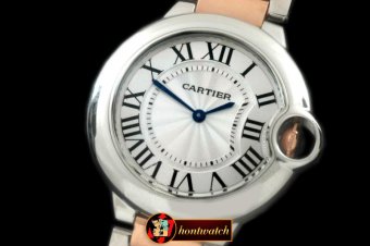 CAR0333 - Ballon Bleu De Cartier Ladies SS/RG White Swiss Qtz