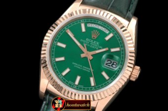 Replica Rolex DayDate Fluted Green RG/LE Asian 2836