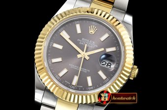 Rolex Datejust DJ2 41mm Oyst YG/SS Rhodium Grey Stk BP A3136 Mod