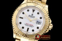 Replica Rolex YachtMaster YG/YG White/Blk BP MY9015 Mod3135