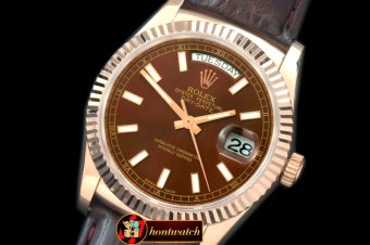 Replica Rolex DayDate Fluted Brown RG/LE Asian 2836