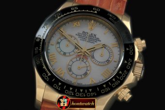 Replica Rolex Daytona 116528 YG/LE M-Wht Roman A-7750 Sec@6