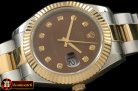 R2DJ0191F - SS/YG Oyster Fluted Brown Diam Asian Eta 2836-2