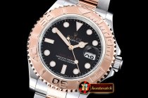 Rolex YachtMaster Mens 116621 RG/SS Black JF Asia 3135 Mod