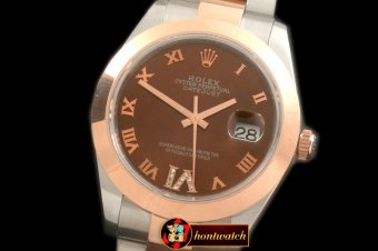 R2DJ0192F - SS/RG Oyster Brown Roman Asian Eta 2836-2