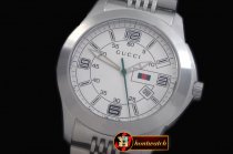 GU030B - G-Timeless Men SS/SS White Swiss Quartz