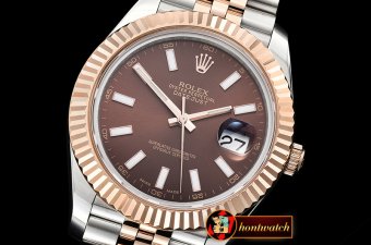 Rolex Datejust II 41mm Jub Flt RG/SS Brown Stick BP Swiss 2836