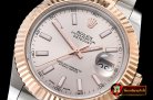 Rolex DJ2 41mm Oyst Flt RG/SS Light Grey Stk BP A3136 Mod