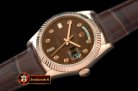 Replica Rolex DayDate Fluted Brown Diam RG/LE Asian 2813