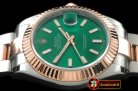 R2DJ0188I - SS/RG Oyster Fluted Green Sticks Asian Eta 2836-2