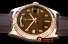 Replica Rolex DayDate Fluted Brown Diam RG/LE Asian 2813