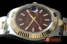 R2DJ0187J - SS/YG Oyster Fluted Brown Sticks Asian Eta 2836-2