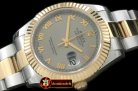 R2DJ0190F - SS/YG Oyster Fluted Grey Roman Asian Eta 2836-2