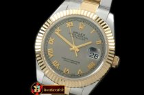 R2DJ0190F - SS/YG Oyster Fluted Grey Roman Asian Eta 2836-2