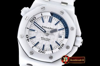 AP0378F - Royal Oak Diver CER/RU White/Blue JHF A2813 Mod3120