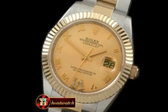 R2DJ0189C - SS/YG Oyster Fluted Gold Roman Asian Eta 2836-2