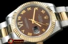 R2DJ0189D - SS/YG Oyster Fluted Brown Roman Asian Eta 2836-2