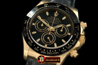 Replica Rolex Daytona 116528 YG/LE Black Stk A-7750 Sec@6 28800