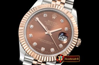 Rolex Datejust II 41mm Jub Flt RG/SS Brown Diams BP Swiss 2836