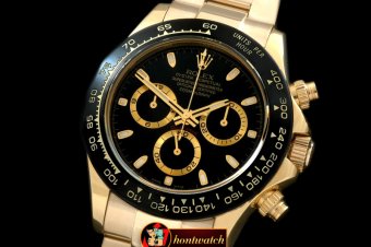 Replica Rolex Daytona 116528 YG/YG Black Stk A-7750 Sec@6