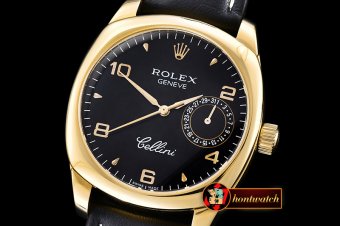 ROLCEL071E - Cellini Date YG/LE Black Num/Sticks Asia 2824