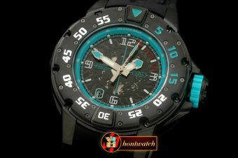 RM074B - PVD Black/RU Black/Blue Asian 7751 Decorated