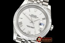 Rolex Datejust II 41mm Jub Flt SS/SS Pearl White/Roman Noob A3235