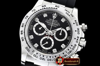 Rolex Daytona 116509 SS/RU Blk/Diams OMF A4130 Mod