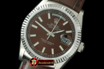 Replica Rolex DayDate Fluted Brown SS/LE Asian Eta 2836